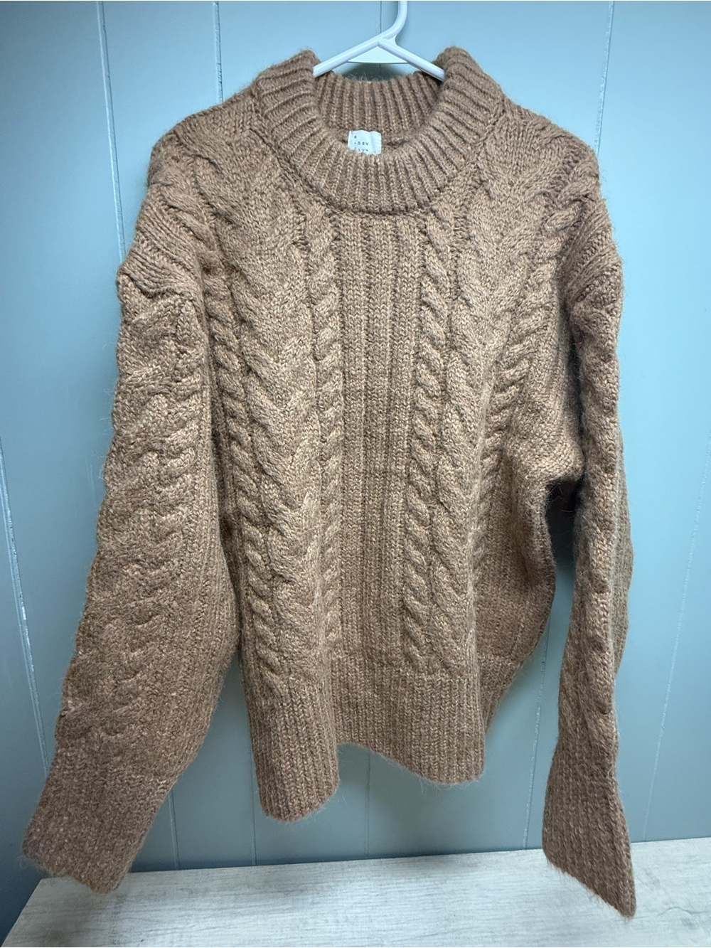 a new day Cable Knit Crew Neck Sweater in Camel Brown